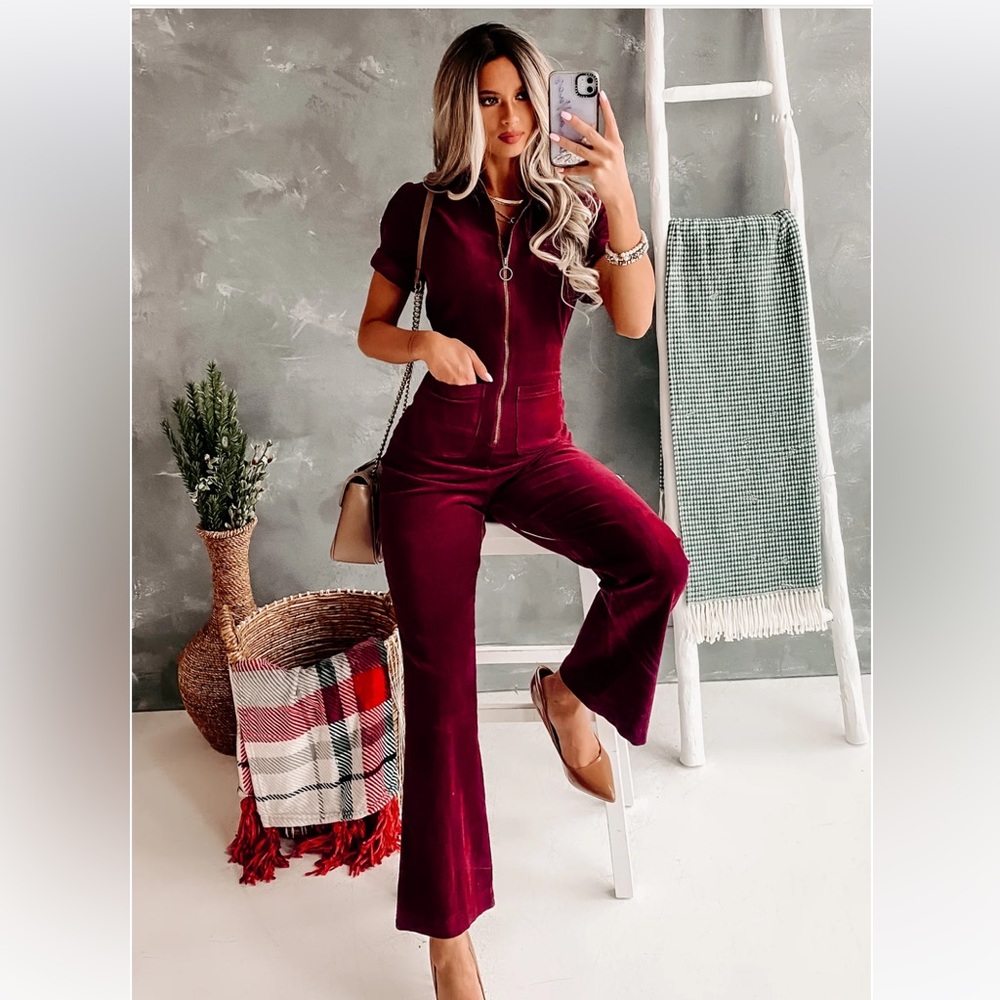 Plum jumpsuit medium corduroy